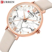 

CURREN Casual Women's Watch Fashion Marble Texture Dial with Soft Leather Strap Watches Ladies Analogue Quartz Wristwatch Reloj