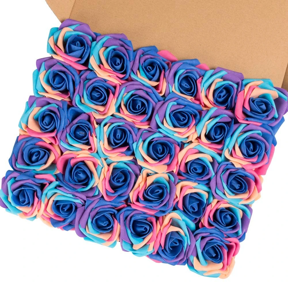 Macting Artificial Flowers Roses 30pcs Real Touch Artificial Foam Roses With Stems For Wedding Home Decor Unicorn A Artificial Dried Flowers Aliexpress