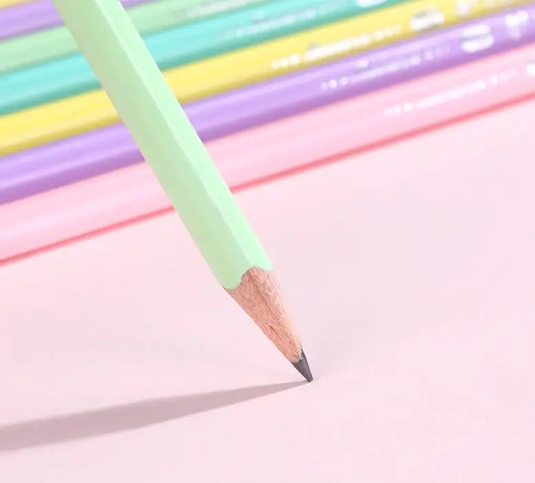 50 Pcs/pack Cute Candy Macaroon Color HB Black Lead Wooden Standard Pencils Art Drawing Sketch Pencil Office School Stationery