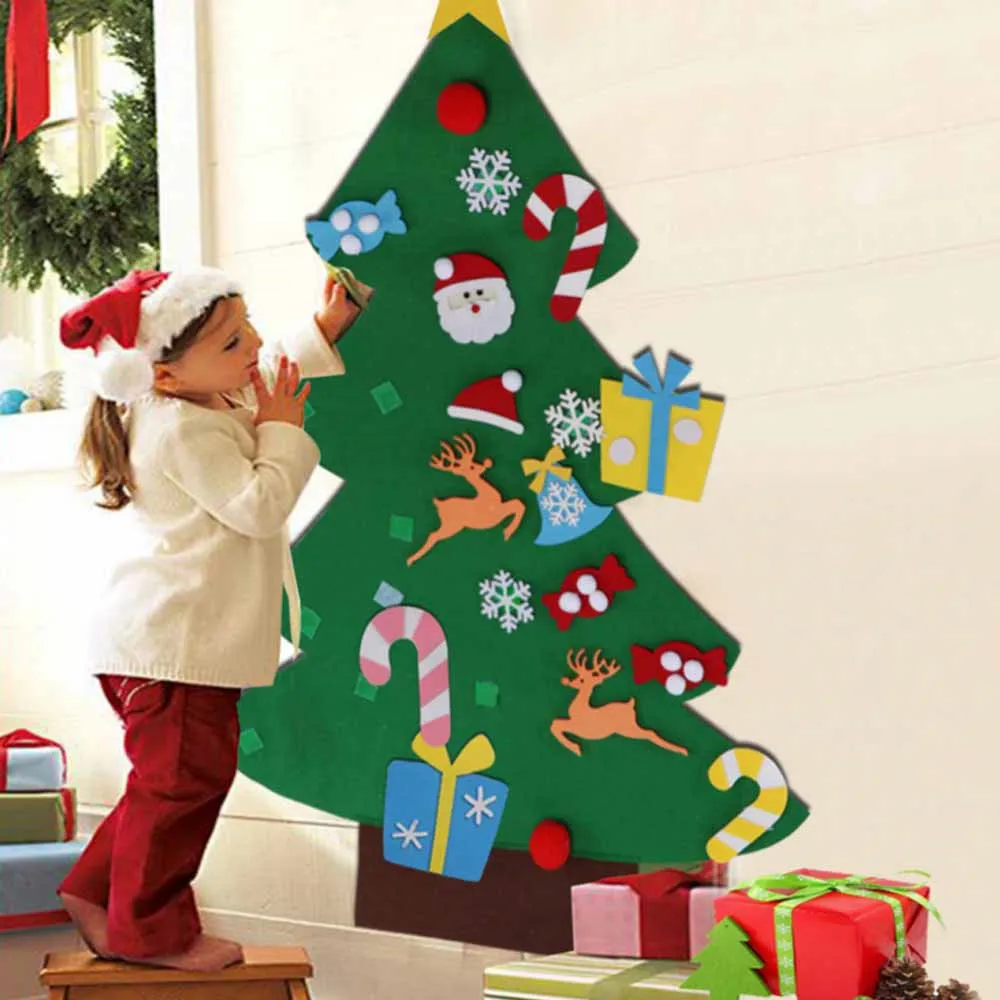 DIY Felt Christmas Tree Children’s Toy New Year Gifts Educational Toys Artificial Tree Wall Hanging Ornaments Puzzles For Kids