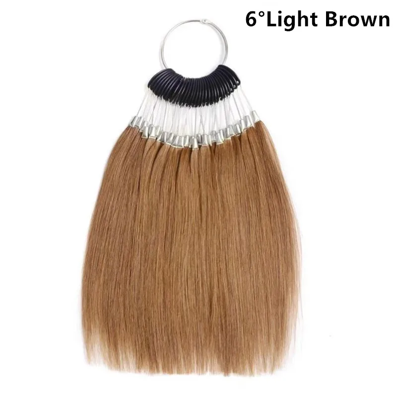 30Pcs/Set Hair Color Rings Human Hair Swatches for Human Extensions and Salon Dyeing Sample, Can Be Dye Any Color