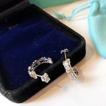 

925 sterling silver cross full diamond earrings European and American female charm fashion holiday gift free shipping