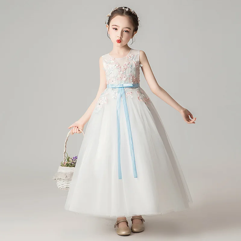 Пышные кружевные вечерние платья с цветочным узором для девочек; платье принцессы для первого причастия; костюм-пачка для малышей; одежда для детей; бальное платье для девочек