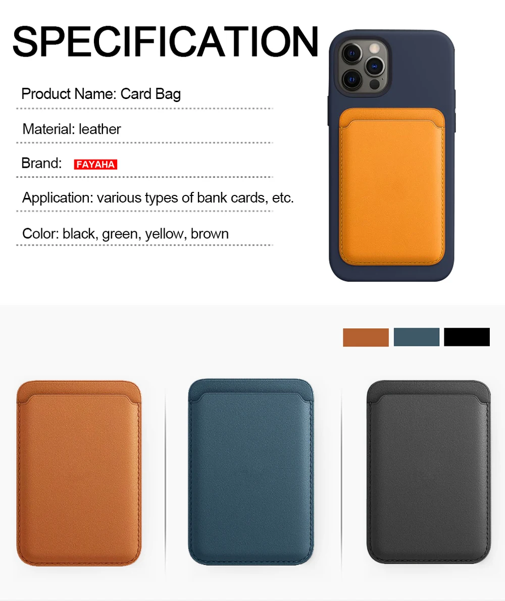 US $1.100.00 100PCS Leather Card Holder For IPhone 12 Pro Max Magnetic Protective Shell PU Leather Magnetic Bag Card Holder