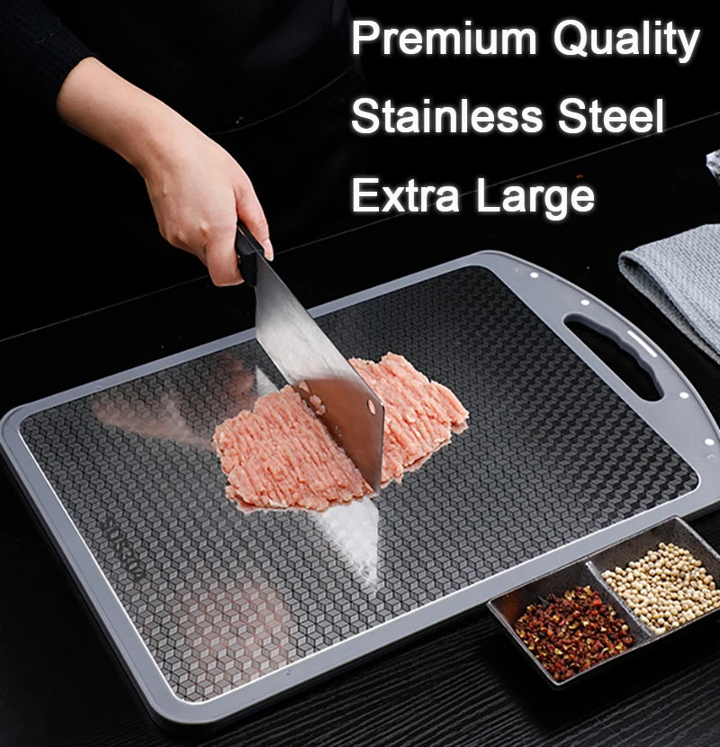 

Разделочная доска для кухни, разделочная доска из нержавеющей стали, большая двухсторонняя разделочная доска, кухонная доска, разделочная доска, доска для хлеба