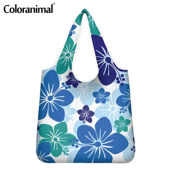 

Coloranimal Pretty Flower Printed Women Grocery Bag Large Capacity Shopper Bag for Ladies Foldable Protable Eco-Friendly Bag sac