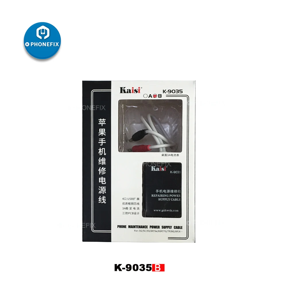 K-9035 A/B DC кабель питания с 4 ПК USB Расширенный порт и мультиметр дисплей для iPhone 5S 6S 7 8 X MAX XR ремонт материнской платы