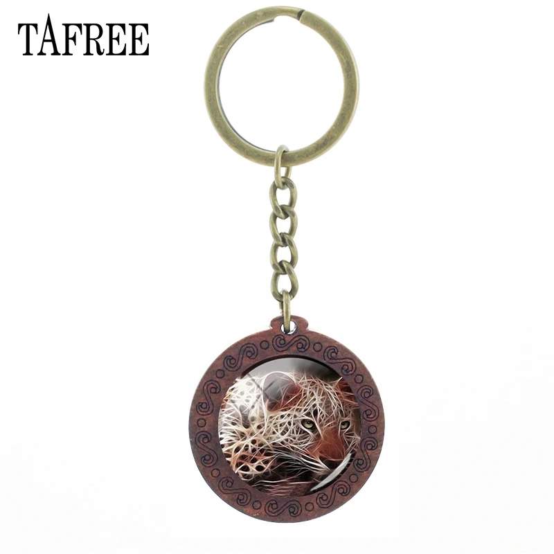 TAFREE Cheetah художественная картина деревянная подвеска брелок животное стеклянный