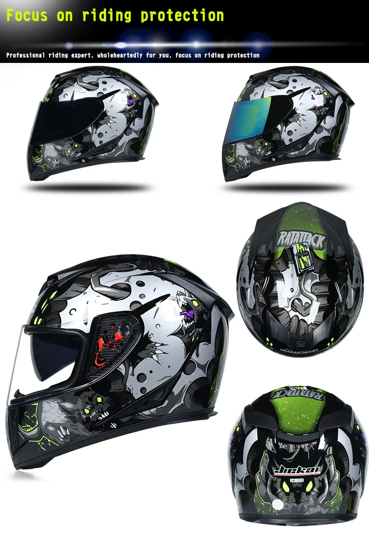 Мотоциклетный Полнолицевой шлем с двойными линзами, модный быстросъемный гоночный шлем, мотоциклетный шлем в горошек