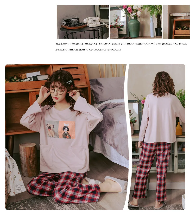 BZEL, пижамные комплекты большого размера, женская одежда для сна, розовая Повседневная Домашняя одежда, домашняя одежда для женщин, длинная Пижама, пижама, хлопковая Домашняя одежда, M-3XL