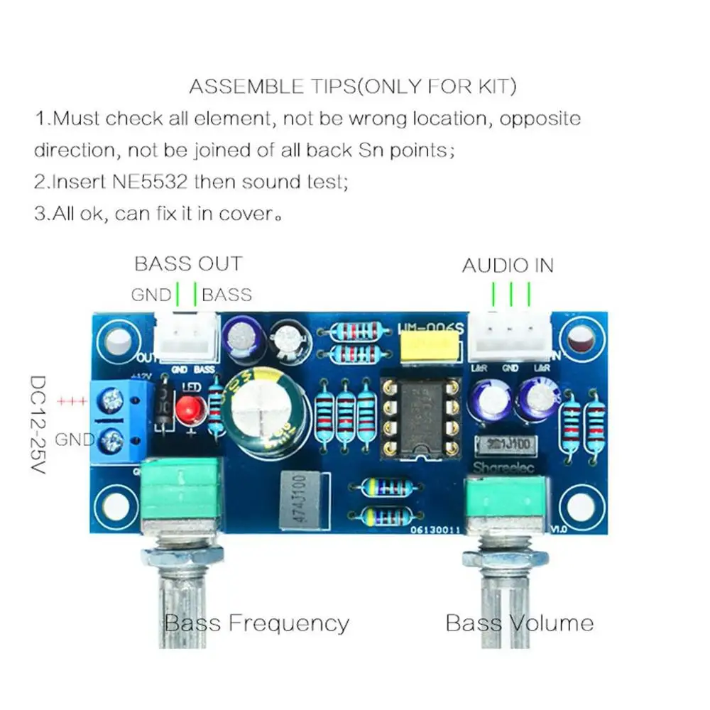 006S фильтр низких частот сабвуфер один усилитель доска Dc мощность Ne5532 фильтр низких частот бас предусилитель