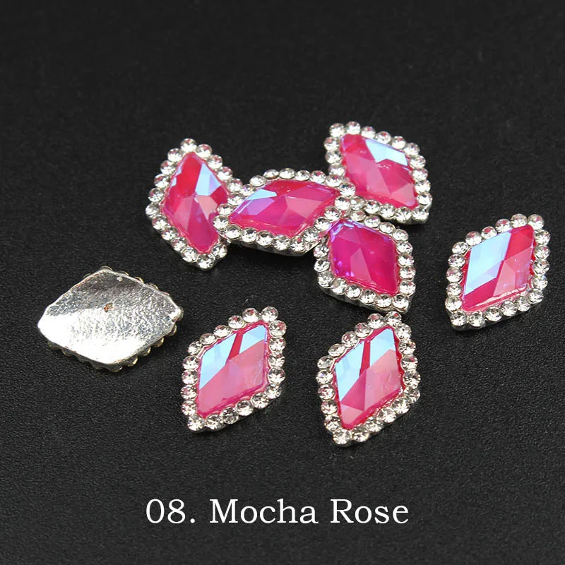 8.Mocha Rose 10 шт. стиль мокко Кристалл Блеск, 3D металлический сплав для маникюра искусство украшения/амулеты/шпильки, ногти 3d ювелирные изделия - Цвет: 8.Mocha Rose