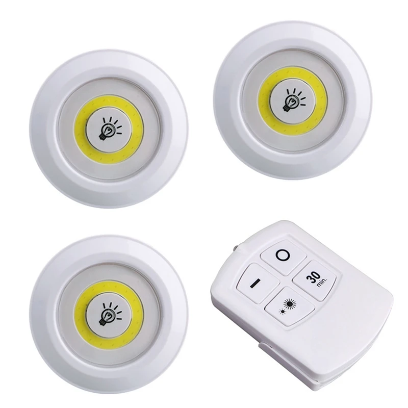 

3pcs Led Night Lights Wireless Led Remote Control Battery Under Cabinet Night Light Wall Lamp Remote Controller Night Lamp