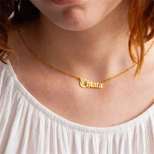 

EIEGANT Personalized letter Necklace For Men Custom Name Old English Stainless Steel Gold Choker Chain Necklace For Women Gift
