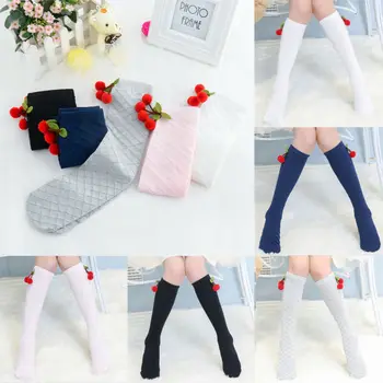 

3-12Y Toddler Kid Girls Cherry Stockings Cotton Knee High Socks Stocking Cotton Baby Toddler Leg Warm Leggings