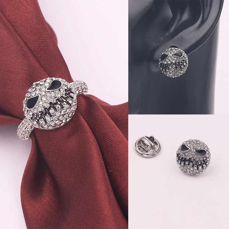 

Hallowmas Skull Jewelry Set Stud Earrings Ring Brooch Pumpkin Man Jewelry Fashion Charm Gift For Women Chic Festival Gifts