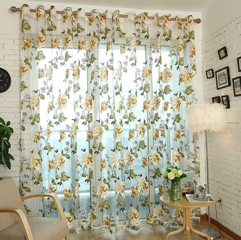 

Floral Embroidered Sheer Tulle Curtains For Living Room Girls Jacquard Pastoral Window Curtain For Bedroom Curtains Cortinas