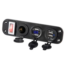 Auto Motorrad Ladegerät 3 Loch Kippschalter Panel mit Voltmeter 4 USB 12 V-24 V Zigarette Leichter Power für marine Boot Anhänger(China)