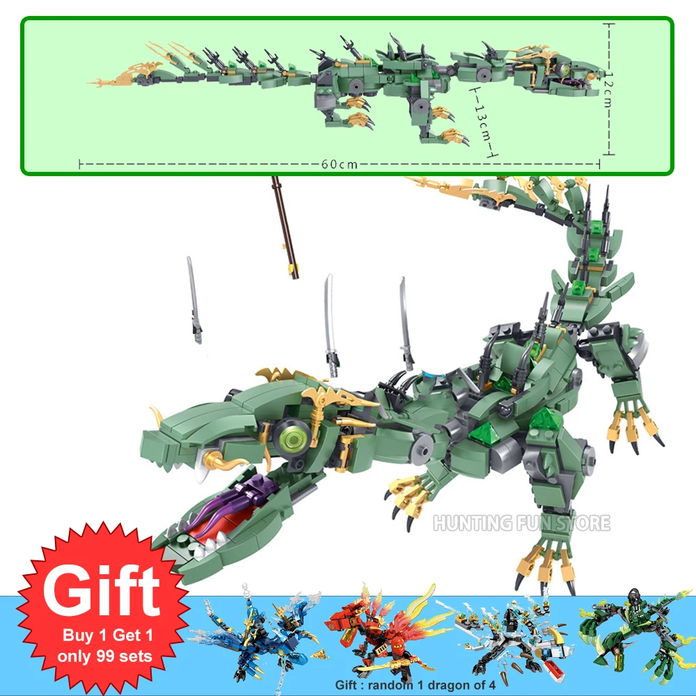 Offerte Volare Verde Ninja Drago Mecha Compatibile Ninjagoes 70612 Set Minifig Figure FAI DA TE Blocchi di Costruzione Giocattoli Per I Bambini Del Ragazzo Regali