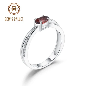 

GEM'S BALLET Real 925 Sterling Silver Natural Red Garnet Rings Classic Oval Gemstone Ring Birthstone for Women Girl Gift Jewelry