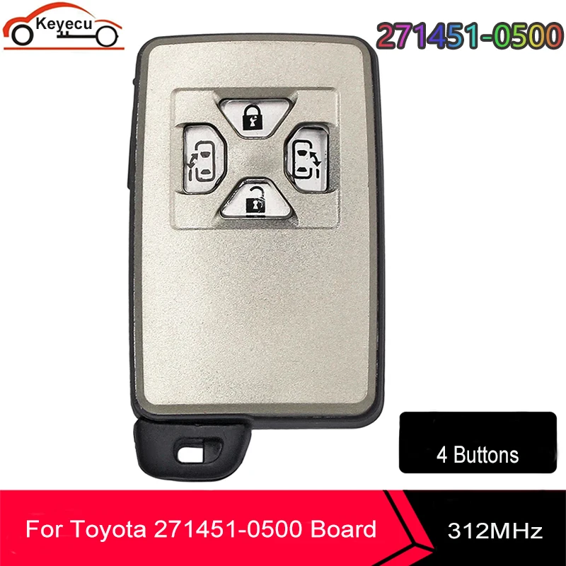 

KEYECU 4Buttons Smart Remote key Fob for Toyota ALPHARD VELLFIRE PREVIA HIACE VOXY NOAH 2009-2014 Board NO:271451-0500 312mhz