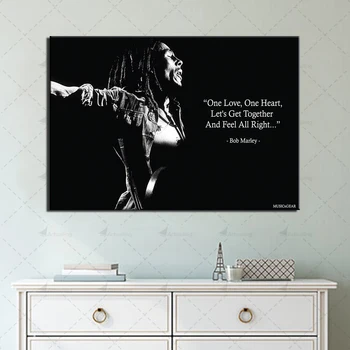 

1 Piece Bob Marley Poster Pop Singer Prints Wall Art Canvas Painting White and Black Modular Picture Home Decor for Living Room