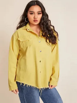 

Plus size women's clothing autumn new product fat ladies fashion yellow blouse