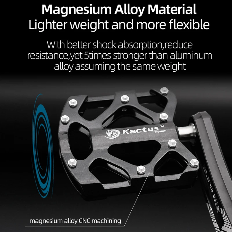 KACTUS Ultralight Titanium Axle MTB Road Bike Pedals Magnesium Alloy Body BMX Anti Skid XC DH 18T Cycling Part MTB Accessories
