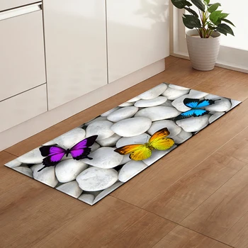 

3D Stone Printed Rug Anti-Slip Floor Mat Long Kitchen Carpet Entrance Doormat Water Absorption Mat Tapete Bath Mat Toilet Rug