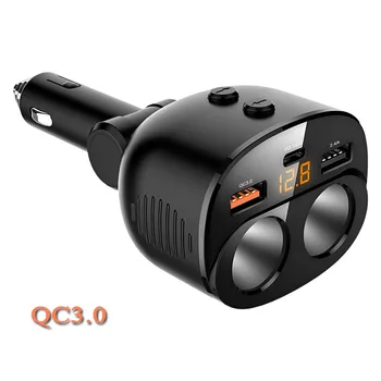 QC3.0 3.1Aデュアルusb車の充電器は、高速電源アダプタデジタルディスプレイダブルのシガーライターソケットスプリッタ