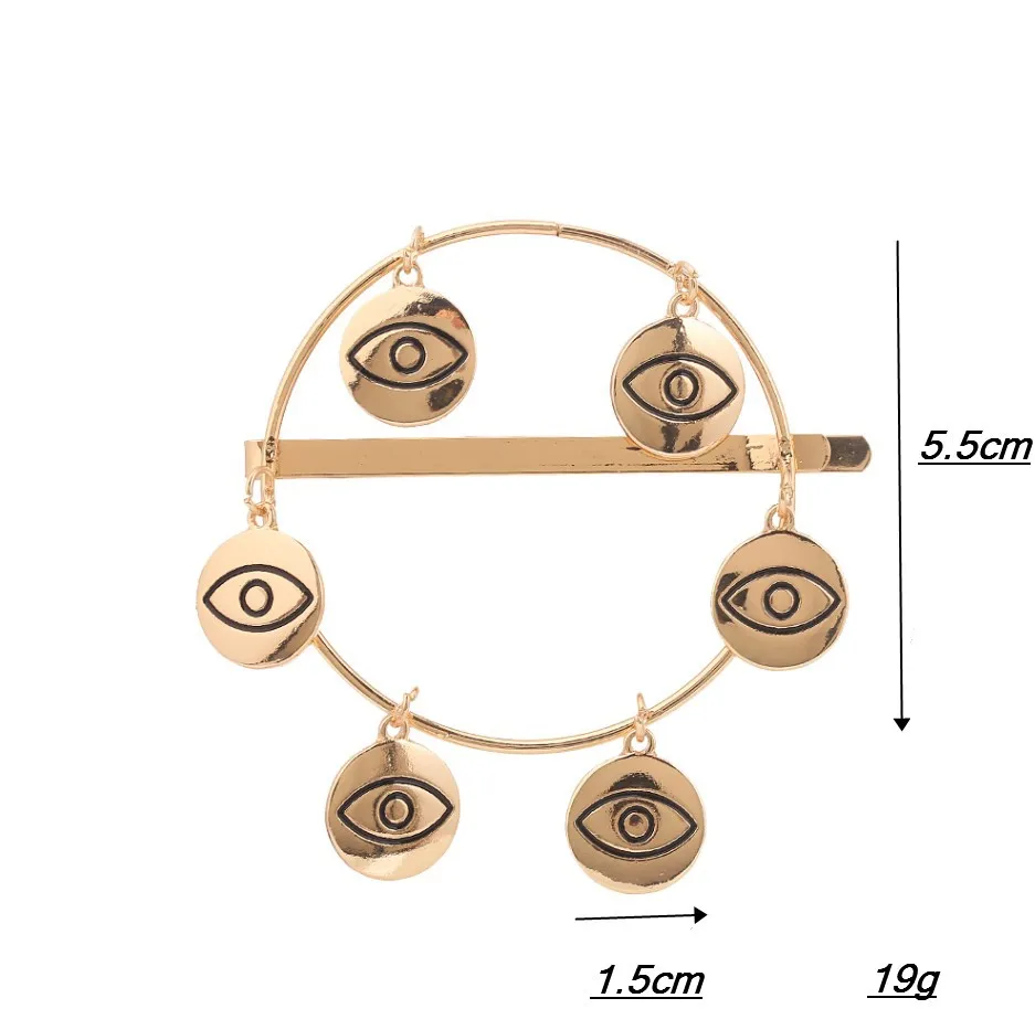 Кулон от сглаза шпильки геометрические круглые металлические золотые цветные пряди для женщин модные заколки аксессуары для волос
