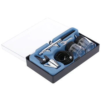 

Siphon Feed Dual Action 0.35Mm Airbrush Kit Spray Tool Air Brush For Makeup Cake Art Painting Temporary Body With A Complete Tra