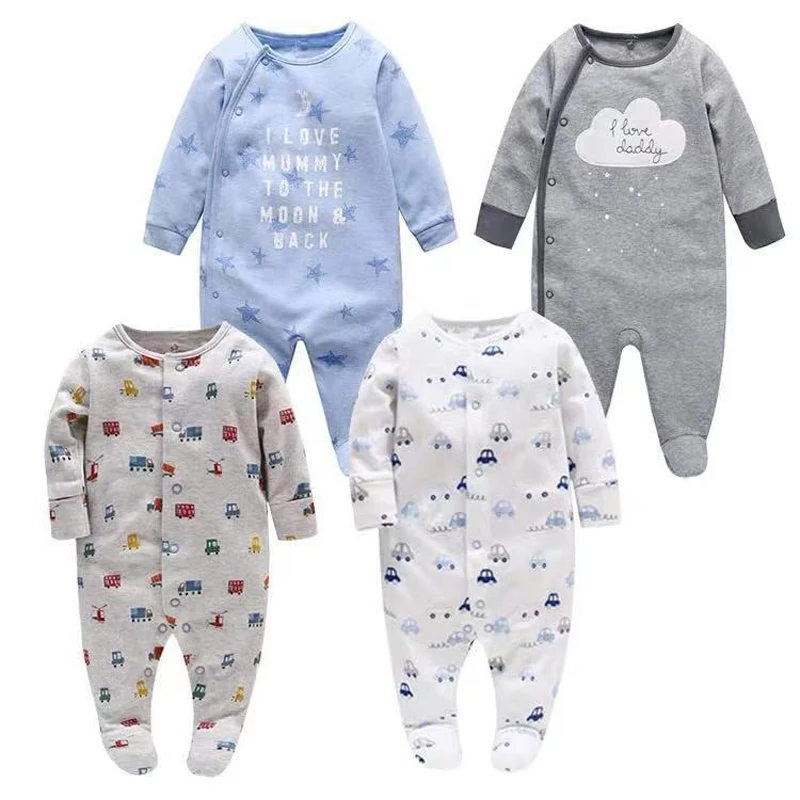 

Newborn Baby Boys Girls Sleepers Pajamas Babies Jumpsuits 2 PCS/lot Infant Long Sleeve 0 3 6 9 12 Months Clothes