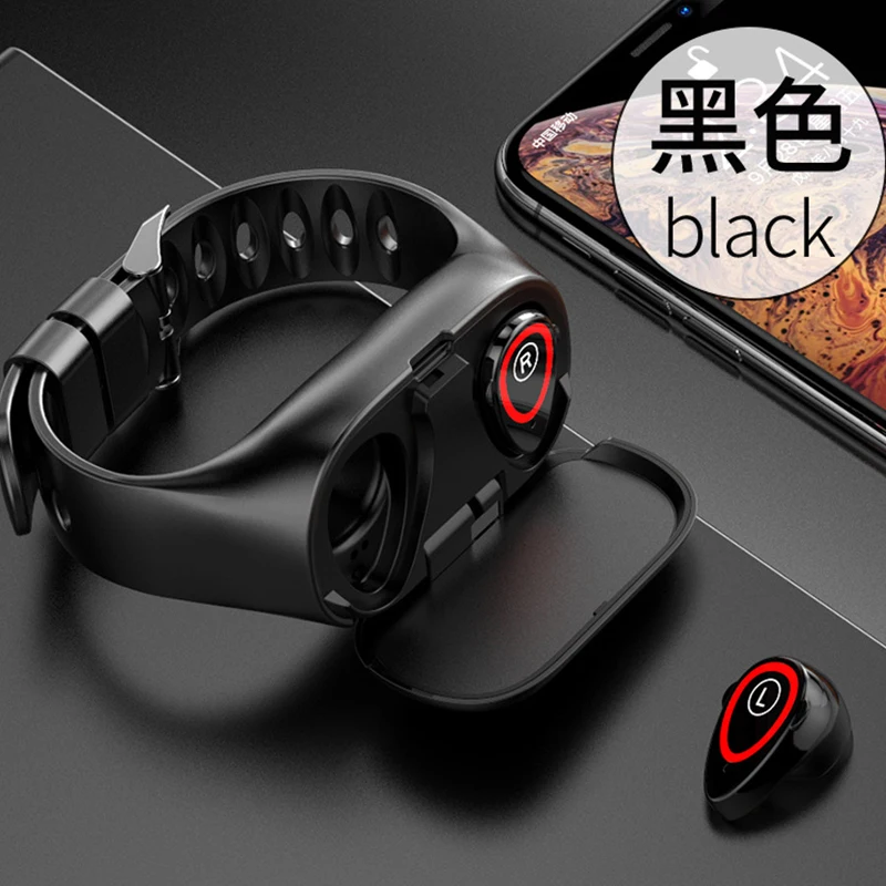 Умные часы-браслет M1, беспроводная bluetooth-гарнитура, измеритель пульса, артериального давления, шагомер, 2 диапазона, 3 сообщения, напоминание, не m4 - Color: black