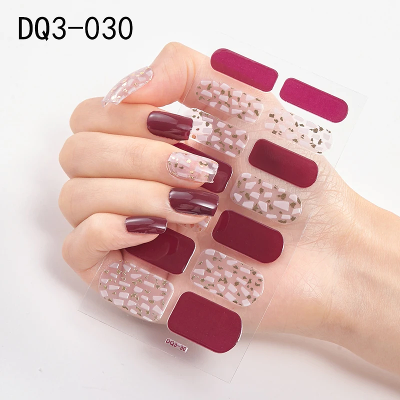 Korean Fashion Colorful 3D Glitter Sequins Nail Art Stickers Manicure DIY Nail Strips Wraps Solid Color