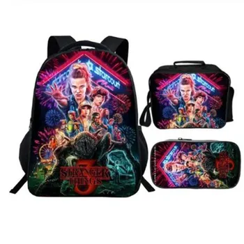 

Mochila stranger things Backpack for Boys Girls School Bags Kids 3D Anime Pattern BookBag Kids School Bag Pack