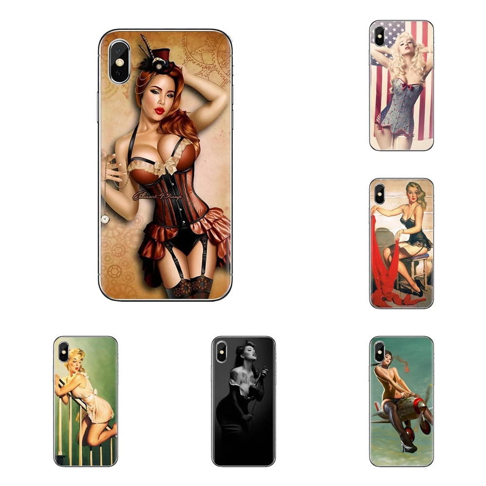 For Samsung Galaxy S3 S4 S5 Mini S6 S7 Edge S8 S9 S10 Plus Note 3 4 5 8 9 Pin Up Girl Heather Valentine Pinup Silicone Cover Bag |