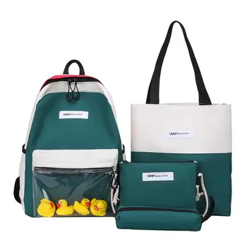 

4pcs/Set Canvas Bag for Student Hit Color Women Backpacks Teenager School Backpack Mochila Large Capacity Cute Bookbags Backpack