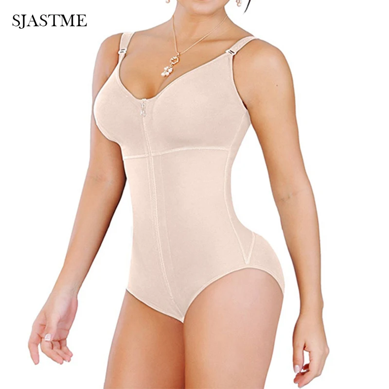 New Womens Plus Size Bodysuit Shapewear Slimming Tummy Control Full Body Shaper Panty Style Clip & Zip with Bra Waist Belt Fajas - Image 2