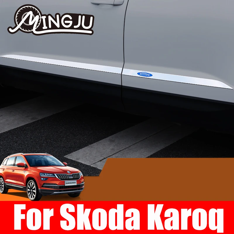 

Для Skoda Karoq хромированный Стайлинг дверная отделка полоса крышка корпус из нержавеющей стали аксессуары для стайлинга автомобиля запчасти 2019 2020 2021