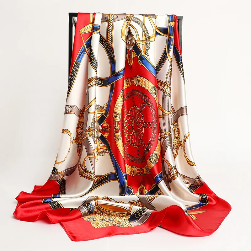 مناديل الشعر وشاح حريري 90*90 سنتيمتر طباعة الساتا...