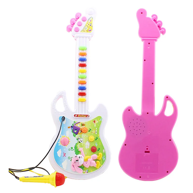 

2PCS Educational Musical Toy Baby Children Guitar Portable Keyboard Developmental Toy Buy 1 Guitar Get 1 Microphone Color Random