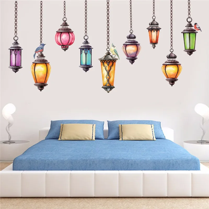 1PC Large Exotic Chandeliers Removable Wall Sticker PVC For Living Room Background Room Decoration Stickers Muraux 60*90CM