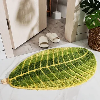 

1Pc Creative Leaf Living Room Mat Coffee Table Foot Pad Bathroom Mat Bedside Carpet Super Absorbent Washable Mat