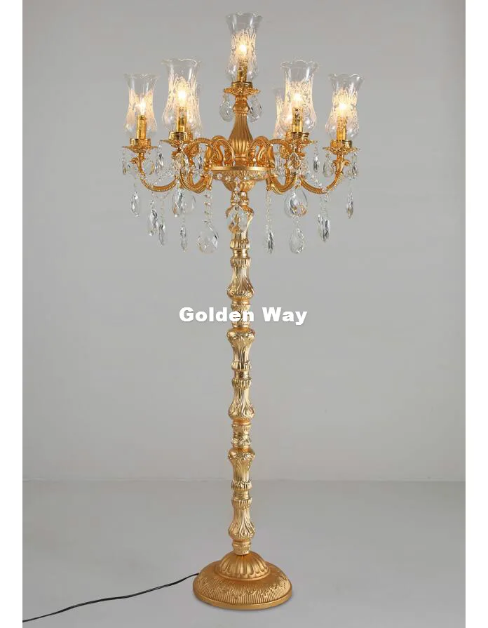 황금 크리스탈 플로어 램프, 플로어 스탠드 전등 크리스털 스탠딩 램프 D60cm H160cm LED 고품질 홈 인테리어 조명