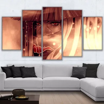 

5 Pieces Wall Art Pictures Naruto Uchiha Itachi Canvas Paintings Anime Poster Framed Home Decor For Living Room HD Prints