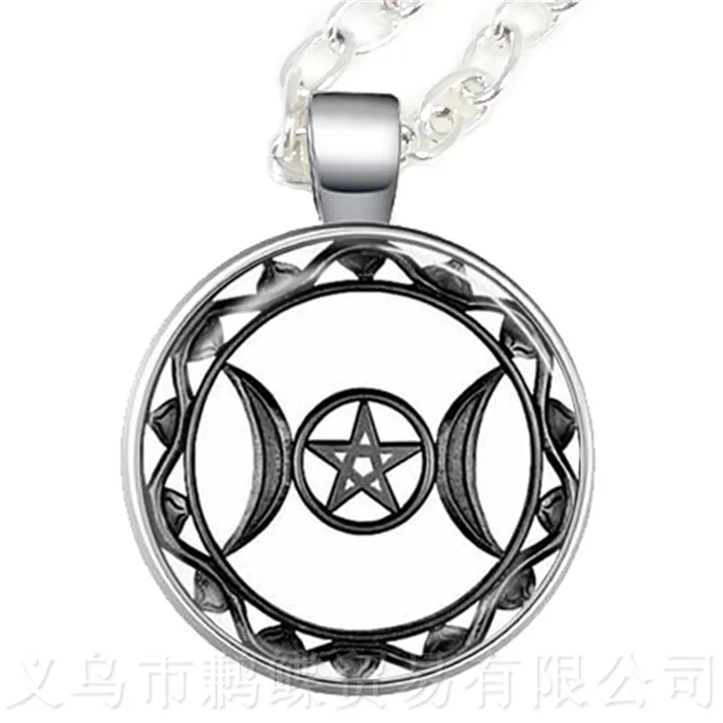 Зеленый фон Тройная Лунная богиня Wicca Pentagram Magic амулет талисман мужской кулон с