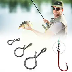 Outdoor 50pcs/bag Fly Fishing Snap Quick Change For Flies Hook Lures Steel Lock Black Fishing Snaps Lures Clip Link A5o1
