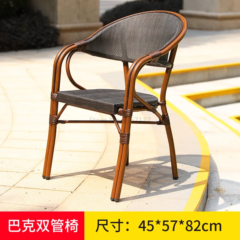 Домашний уличный стул садовый стул для отдыха из кованого железа чайный магазин ресторанный открытый стол и стул спинка плетеный стул - Цвет: DeepPurple