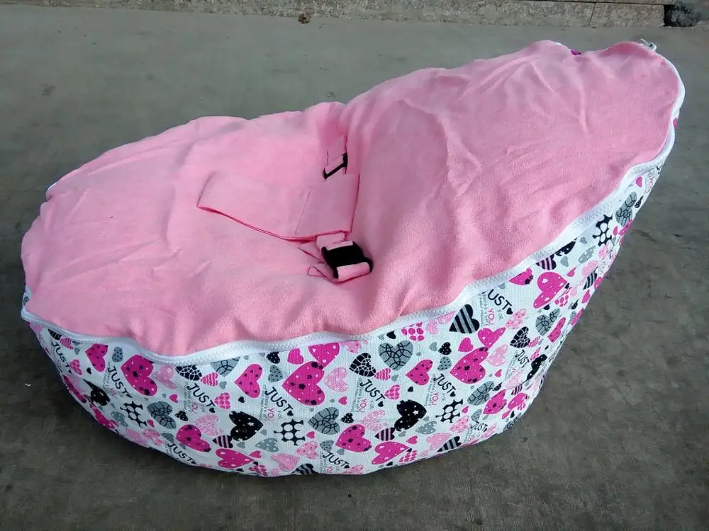 Розовый прекрасный сердце ребенка bean мешок стул, девочка мед beanbag диван спальные стручки